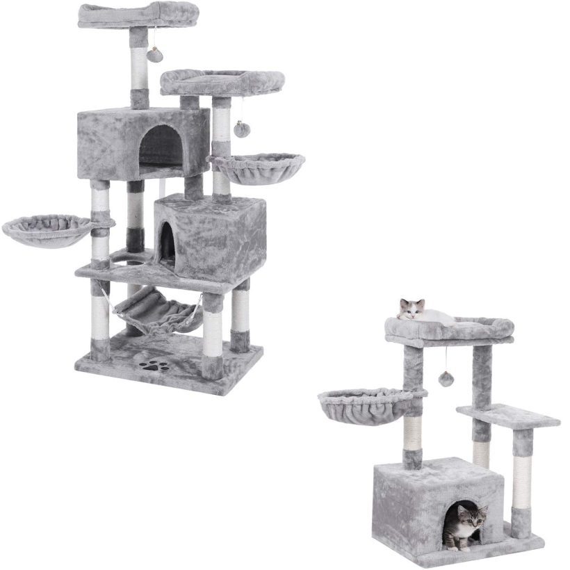 Large Cat Tree Condo Bundle with Small Cat Tower with Sisal Scratching