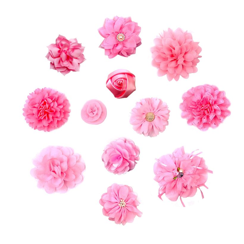 PET SHOW 12pcs Pink Dog Collar Bows and Flowers Attachment