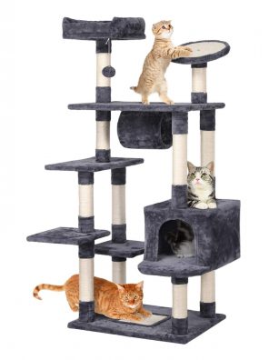 Cat Tree Condo with Scratching Post Plush Perch and Tunnel
