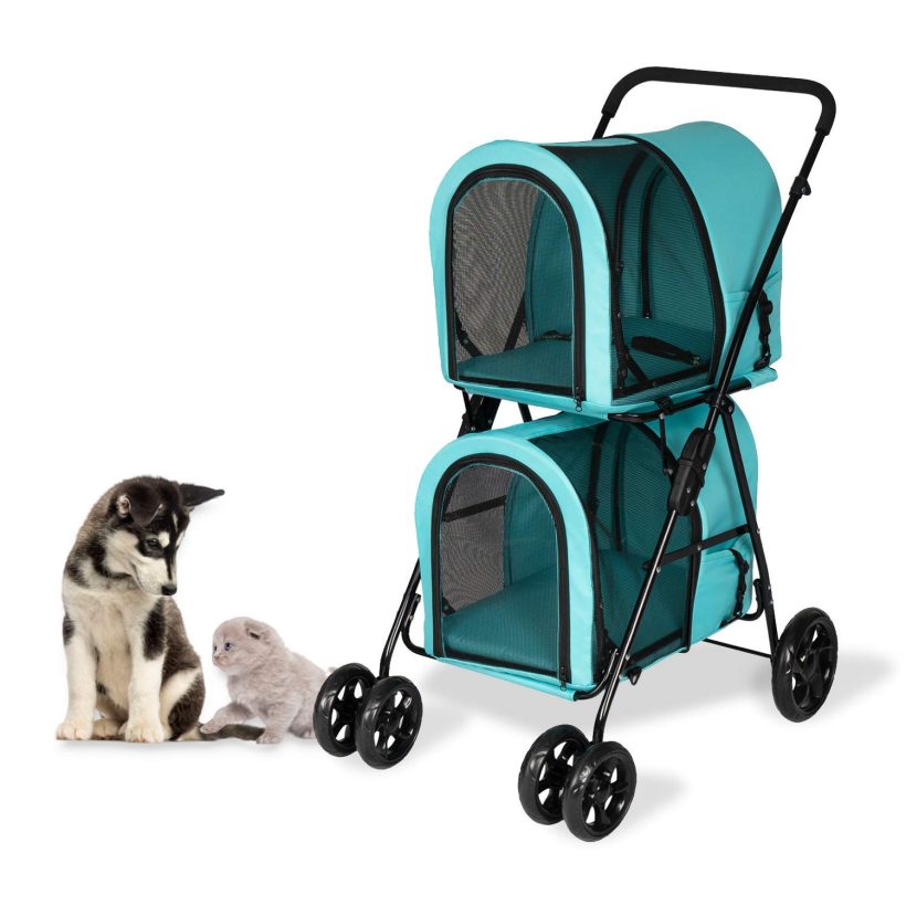 Double Layer Dog Pram Stroller Foldable 3 in 1