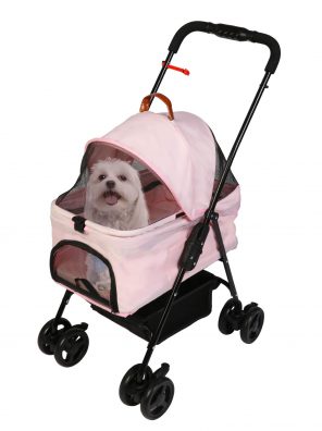 Pink Dog Stroller for Medium Small Dogs Cats Lightweight