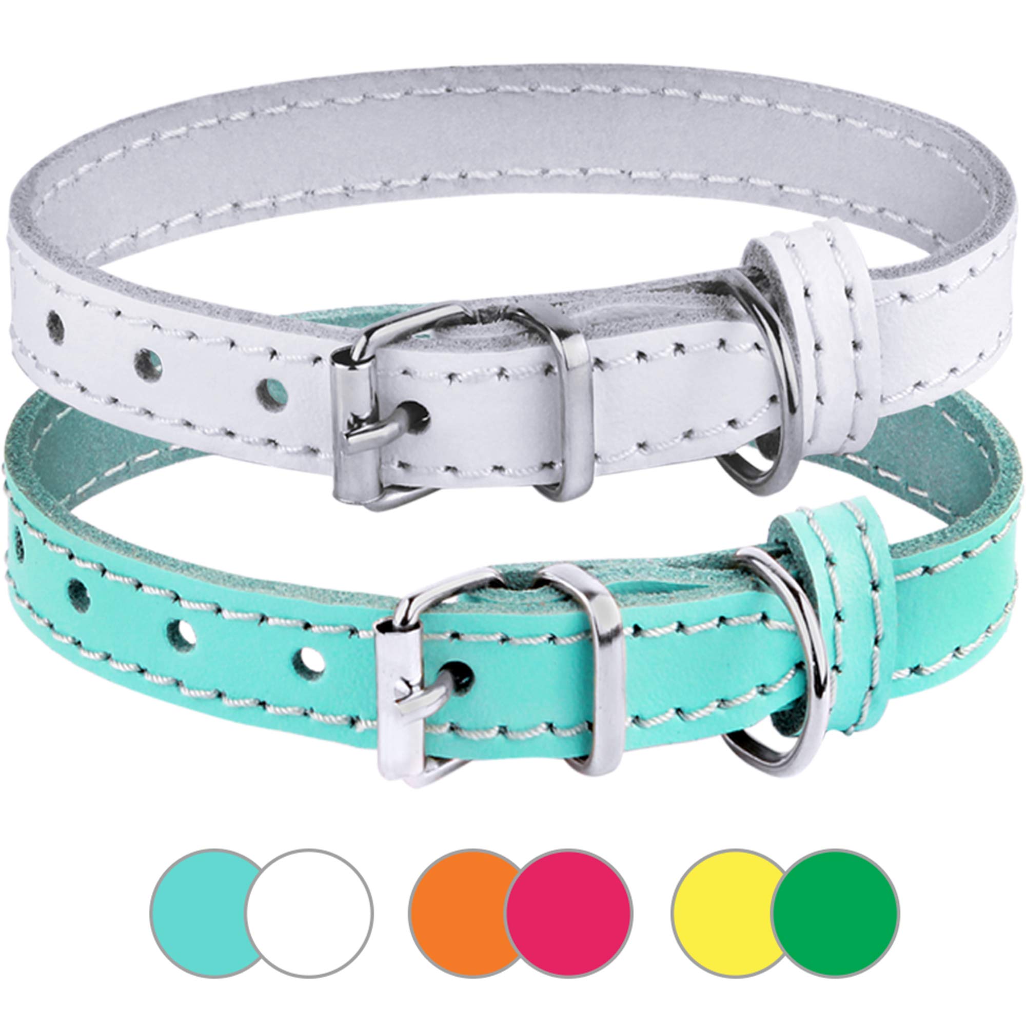 Leather Cat Collar for Kitten Puppy Small Dogs
