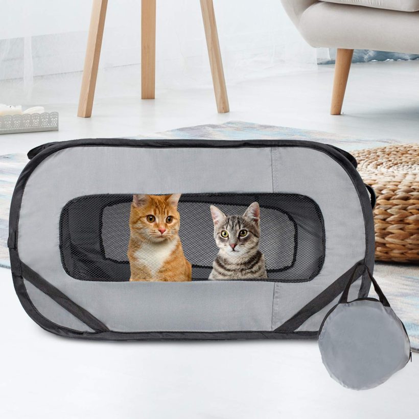 Travel Kennel Cat Tent Enclosure for Pets with Carry Case