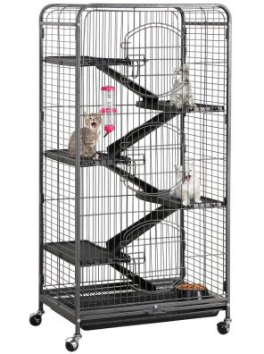 YAHEETECH 52” 6 Level Metal Rolling Cat Kitten Cage