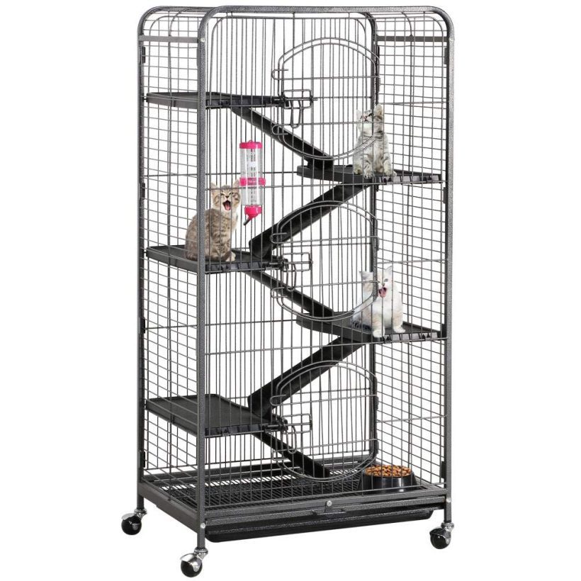 YAHEETECH 52” 6 Level Metal Rolling Cat Kitten Cage