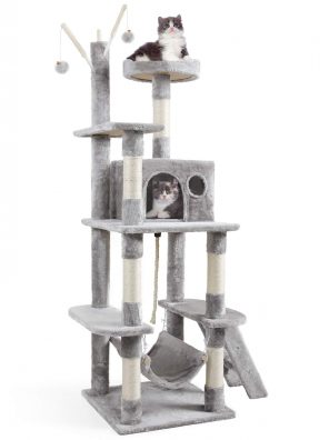 Multi-Level Cat Tree House with Sisal-Covered Scratching Posts