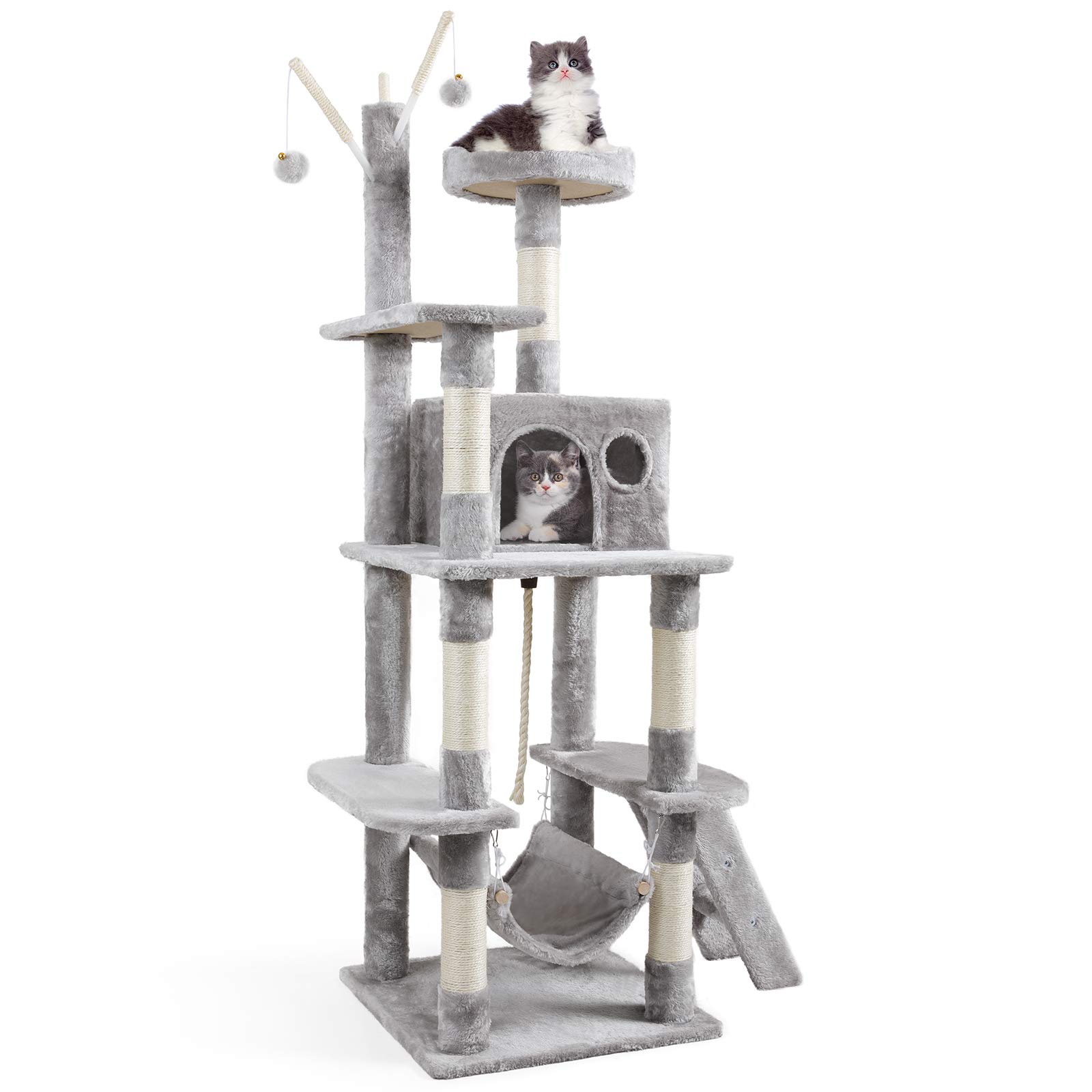 Multi-Level Cat Tree House with Sisal-Covered Scratching Posts
