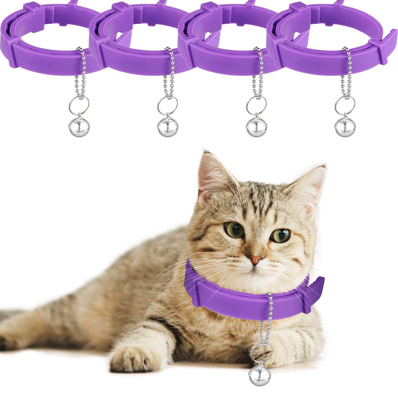 Weewooday 4 Pieces Cat Calming Collars Adjustable