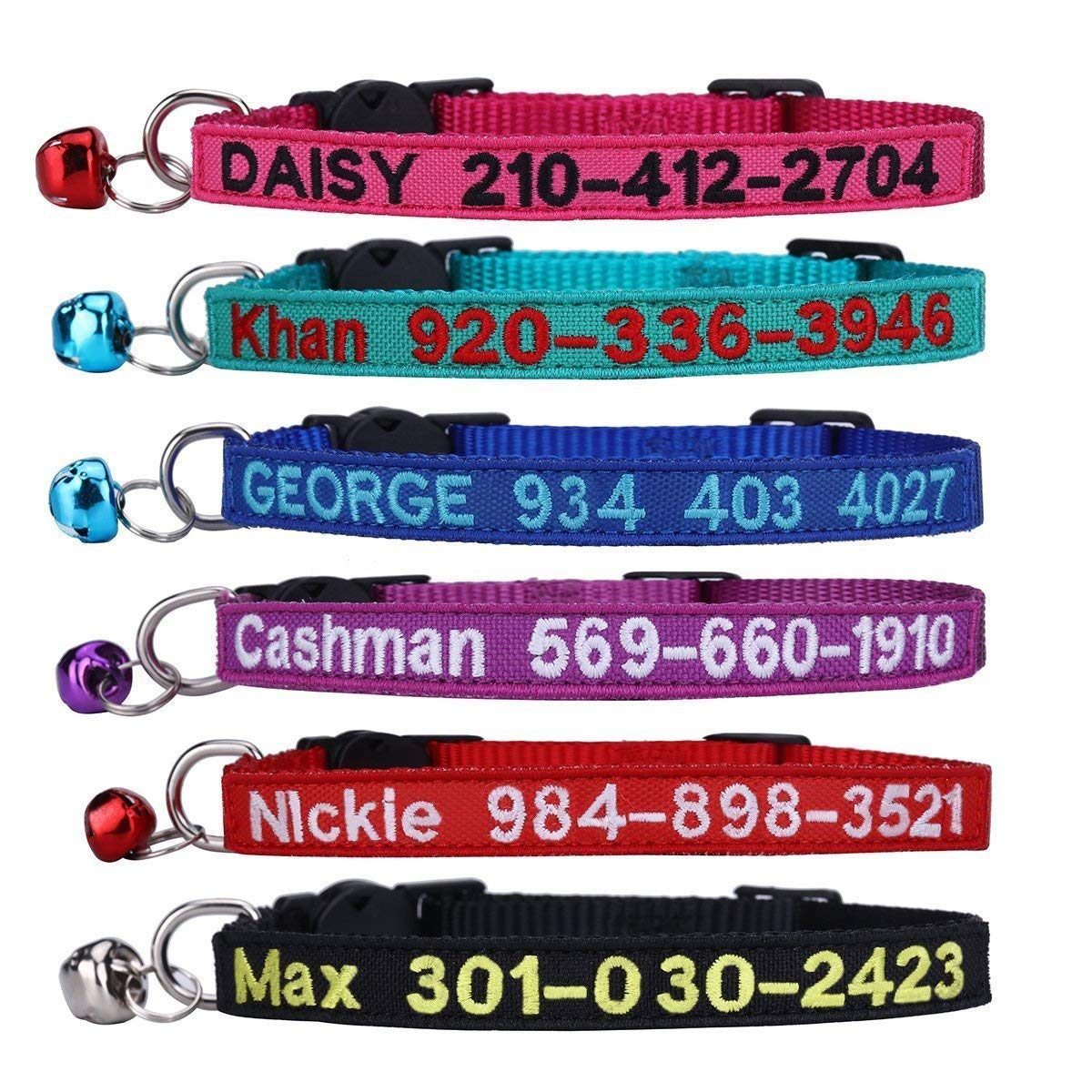 Personalized Embroidered Nylon Cat Collar