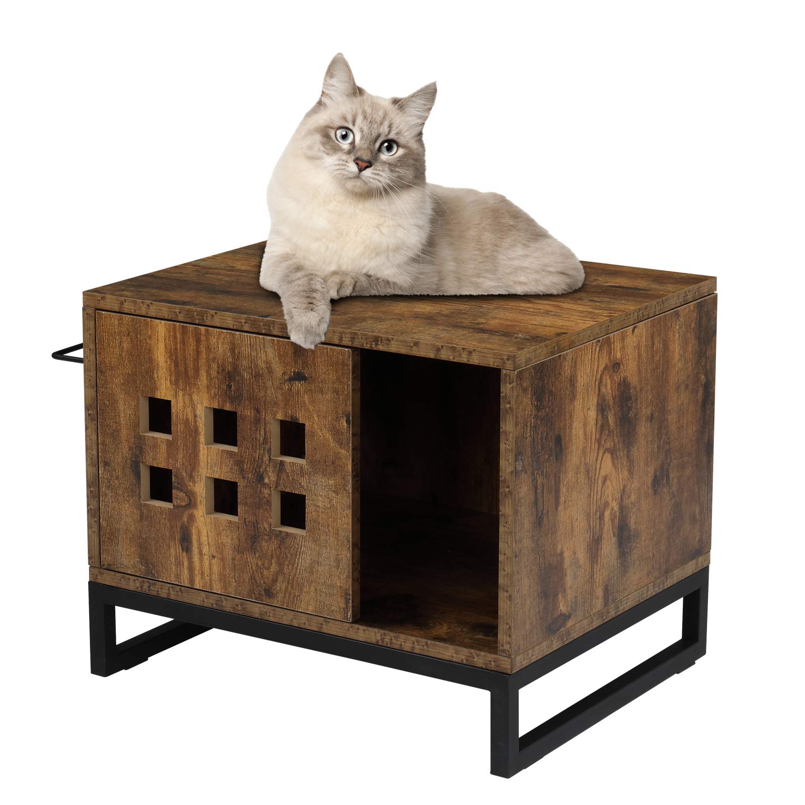Cat Small Litter Box Enclosure Nightstand Side Table