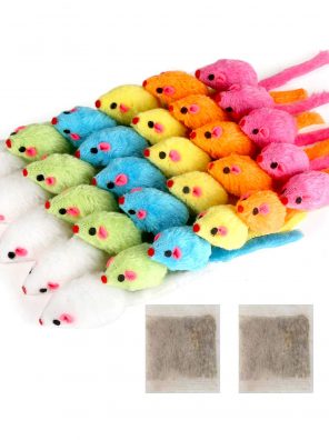 MeoHui 30PCS Cat Toys Rattle Mice, 5.5 Inches