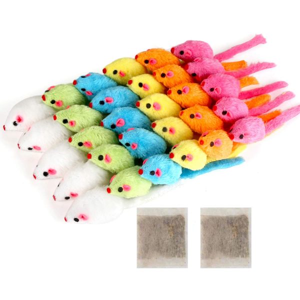 MeoHui 30PCS Cat Toys Rattle Mice, 5.5 Inches