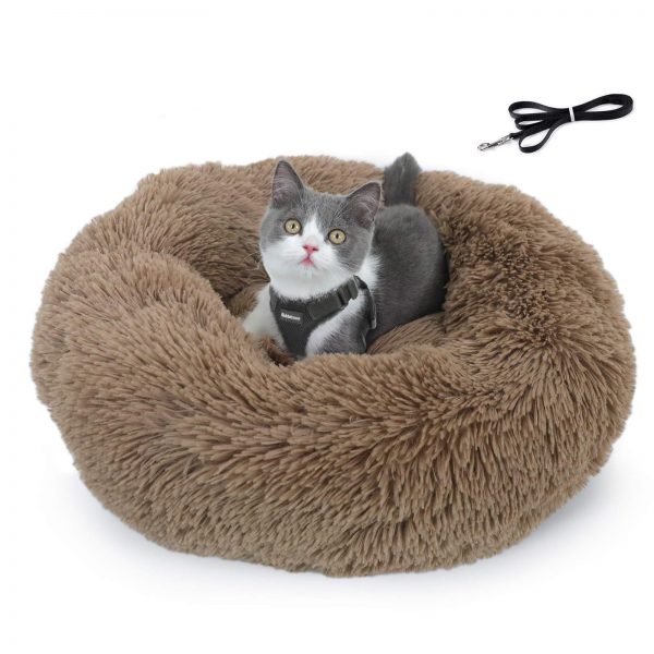rabbitgoo Calming Cat Bed, Cat Harness and Leash Set