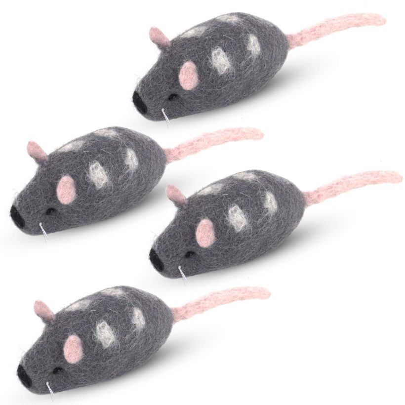 Handmade Wool Mice for Indoor Cats and Kittens