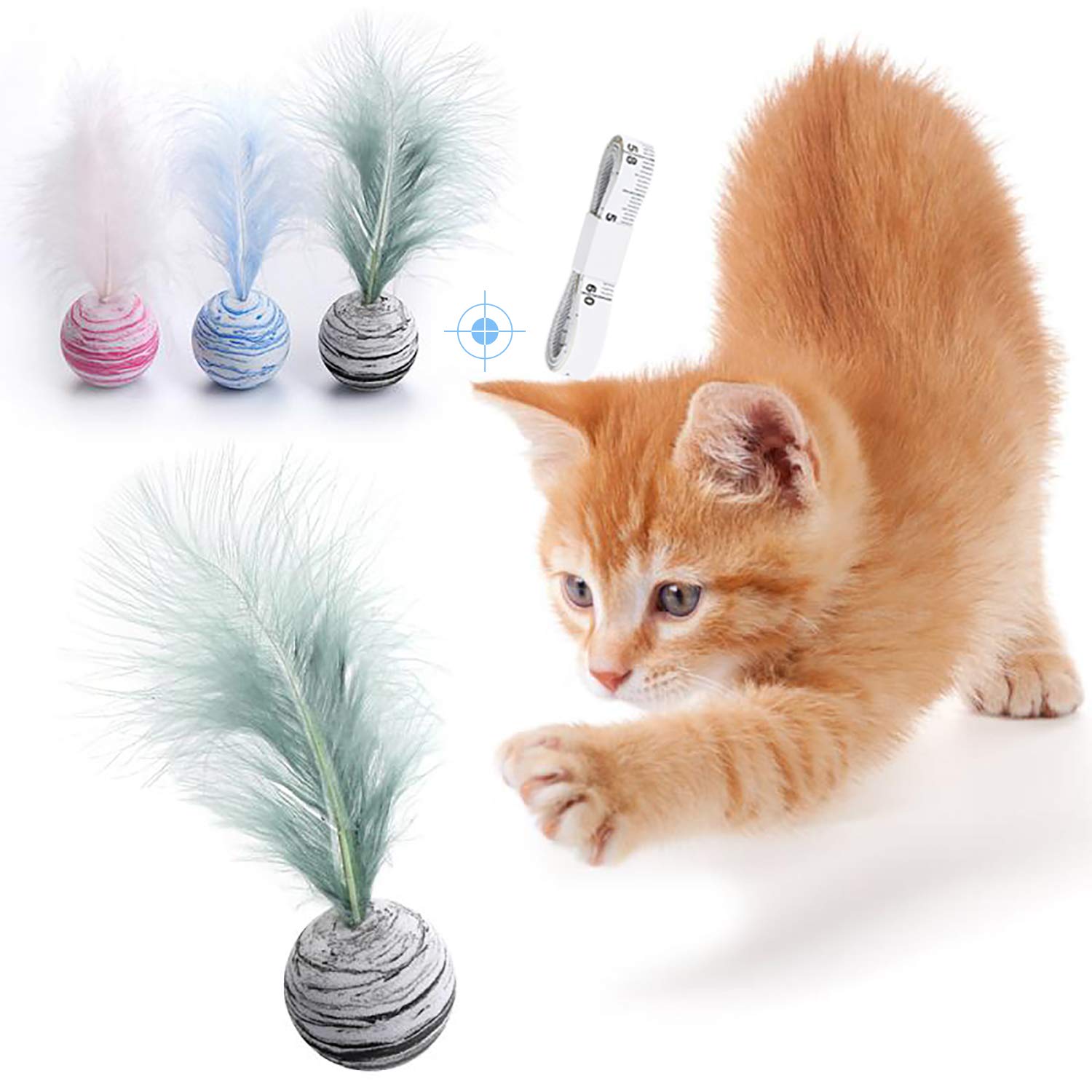 Cat Ball Toys with Feather Kitty's Hunting