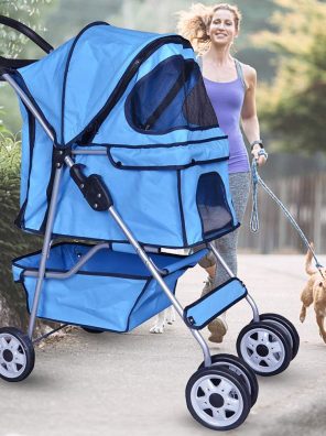 Cat Strollers Jogger Foldable Travel Carrier 35Lbs