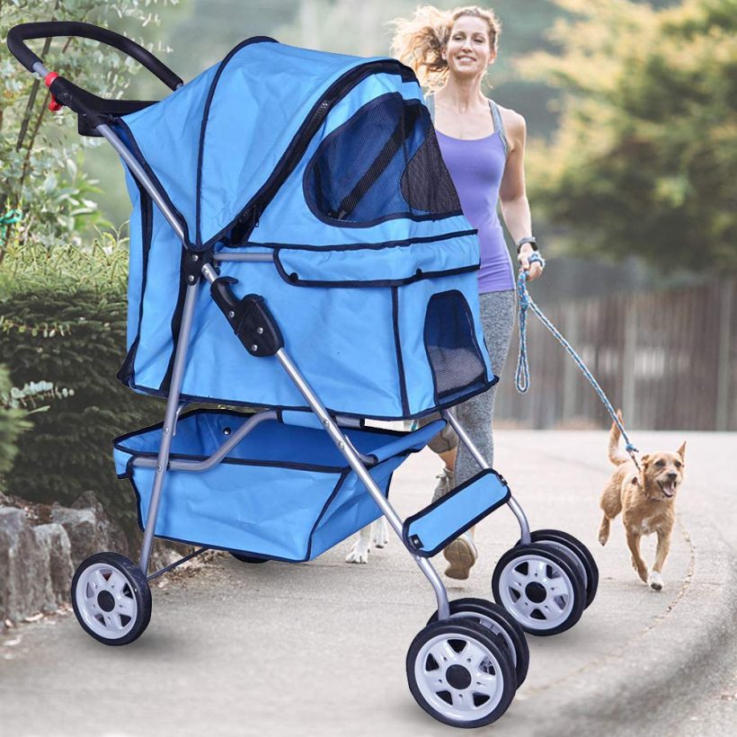 Cat Strollers Jogger Foldable Travel Carrier 35Lbs