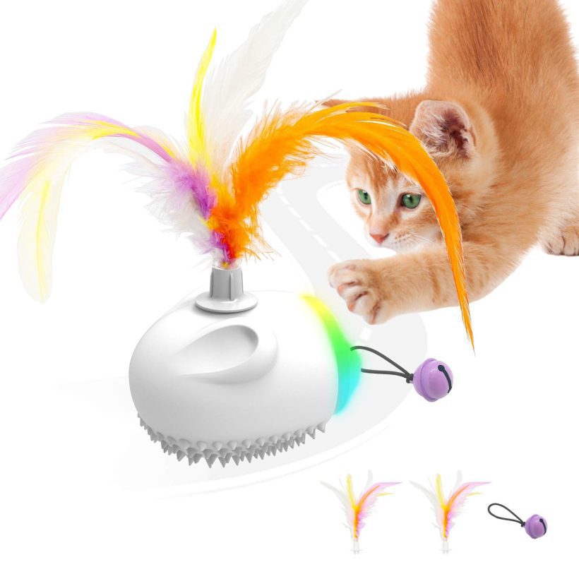 Feather Cat Ball Toy with Large Bell