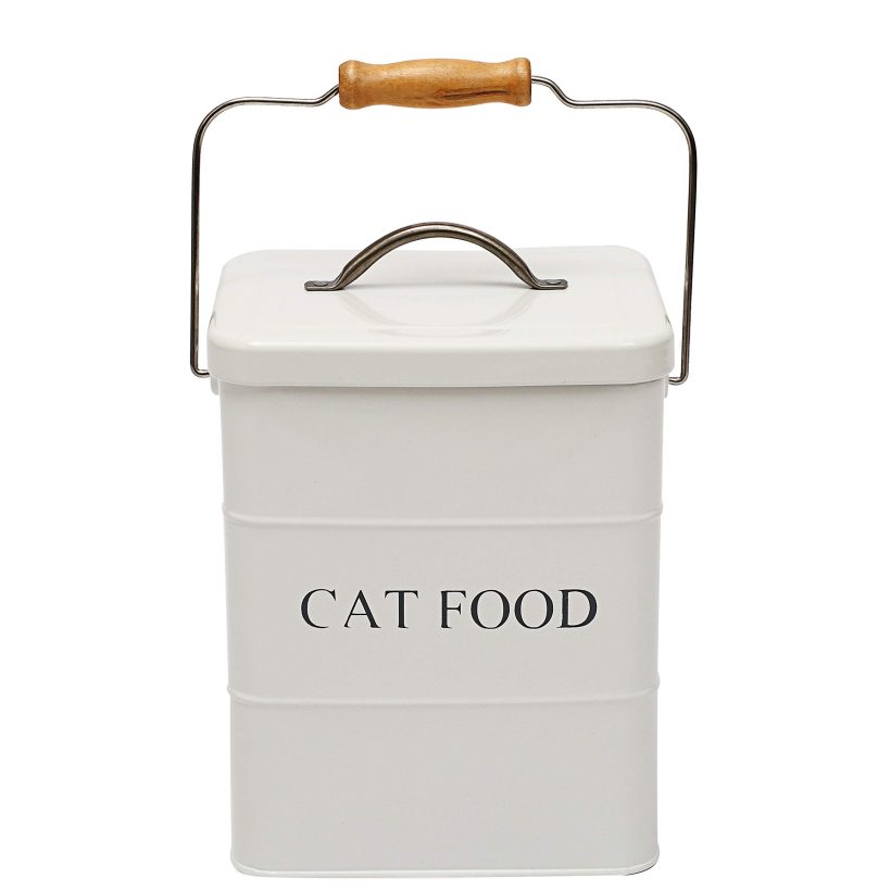 Cat Treat and Food Storage tin with lid and Scoop Included