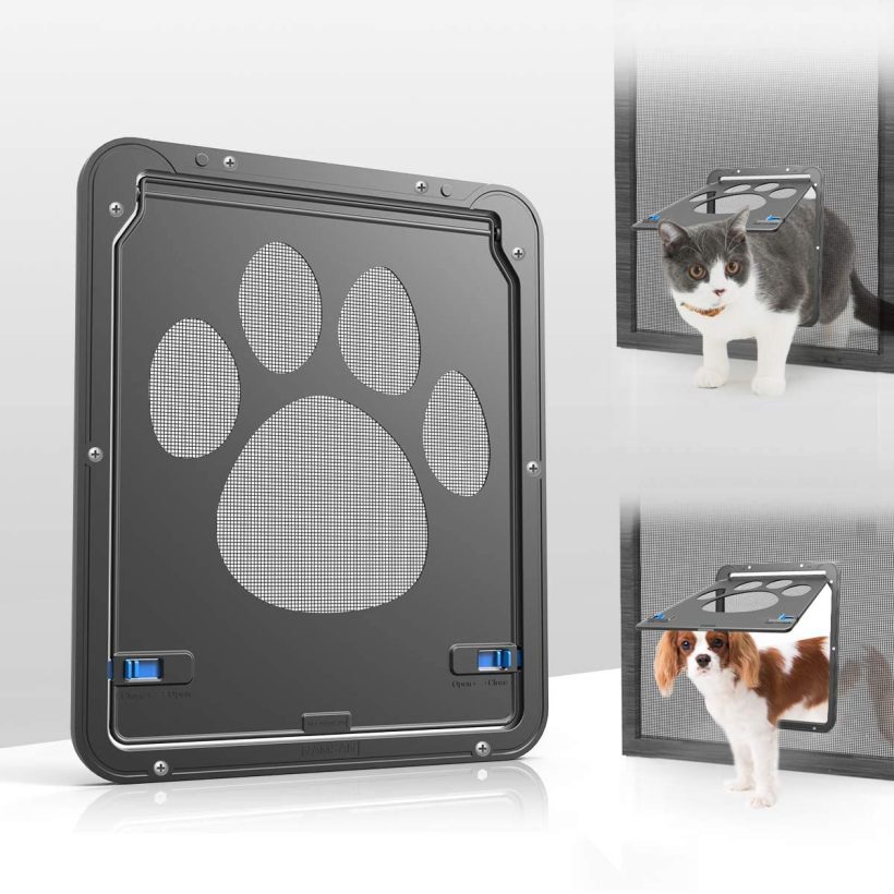 Cat Screen Door Lockable with Magnetic Flap