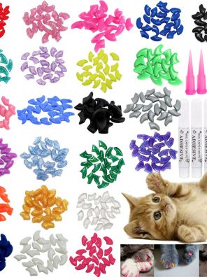 VICTHY 100pcs Cat Nail Caps, Cat Claw Caps Covers