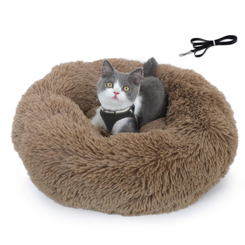 Cat Harness and Leash Set Soft Plush Donut