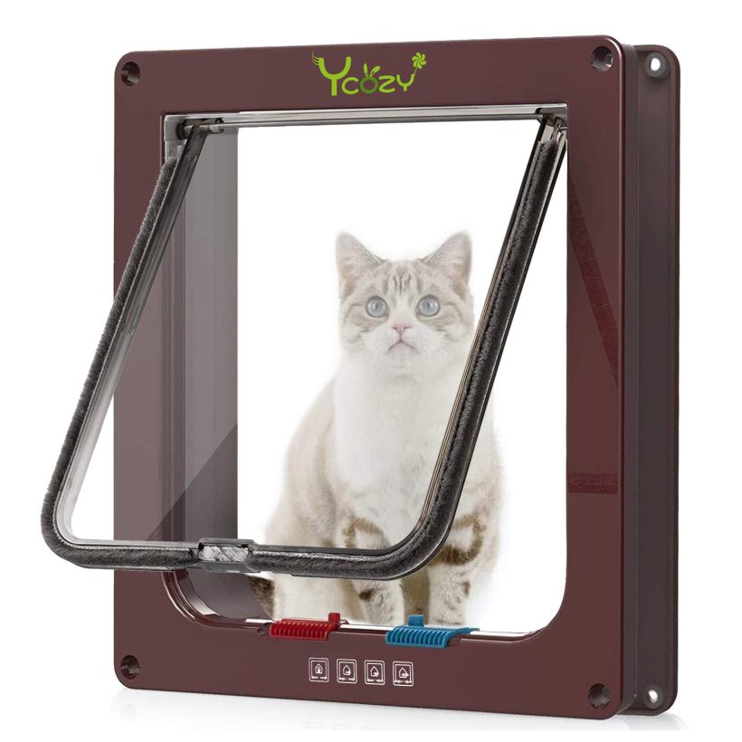 Easy Install Locking Cat Flap Indoor Pet Door for Cats