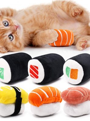 Catnip Sushi Roll Pillow Kitten Chew Bite Supplies Boredom