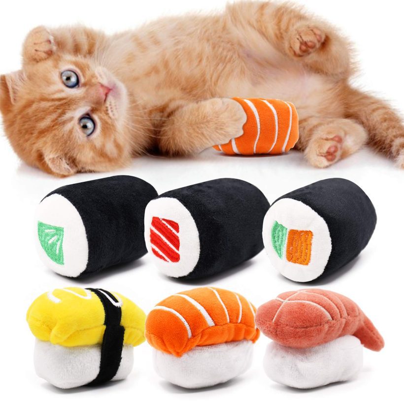 Catnip Sushi Roll Pillow Kitten Chew Bite Supplies Boredom