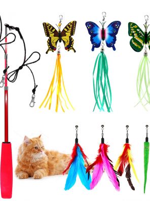 Retractable Cat Feather Toy Set Toys Wand