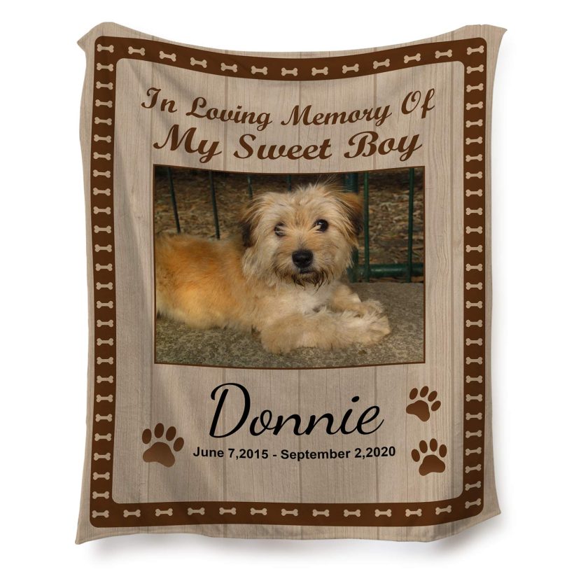 Cat Memorial Gifts Sympathy Blanket Custom Picture and Name