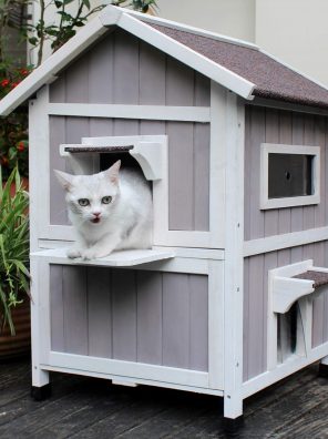 Cat House Feral-Cat Shelter Escape Door Waterproof