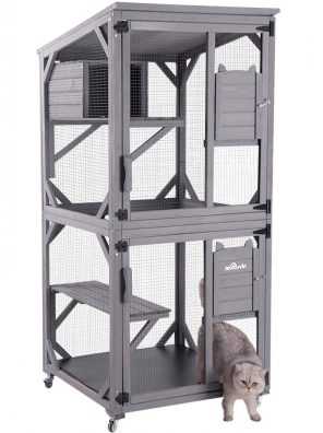 Aivituvin Outdoor Cat House Cat Cages Enclosures on Wheels