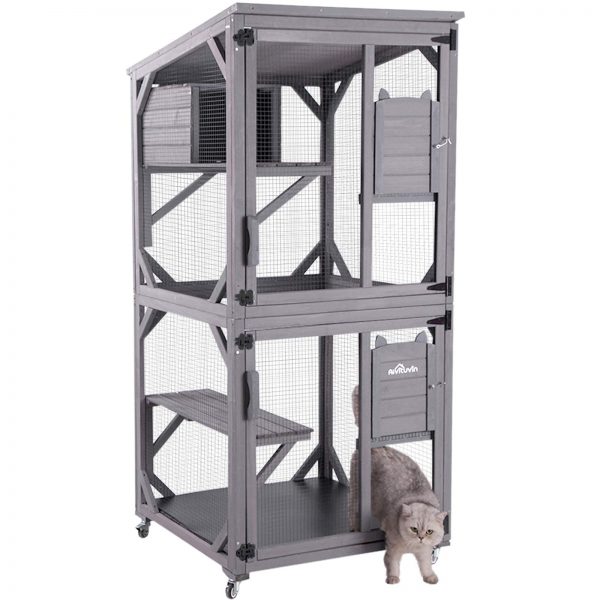 Aivituvin Outdoor Cat House Cat Cages Enclosures on Wheels