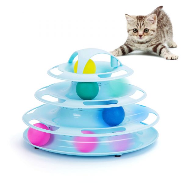 Suhaco Cat Toys Tower of Track 4 Level Roller Cats Toy