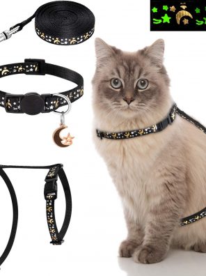 Frienda 3 Pieces Cat Harness with Leash and Collar Set