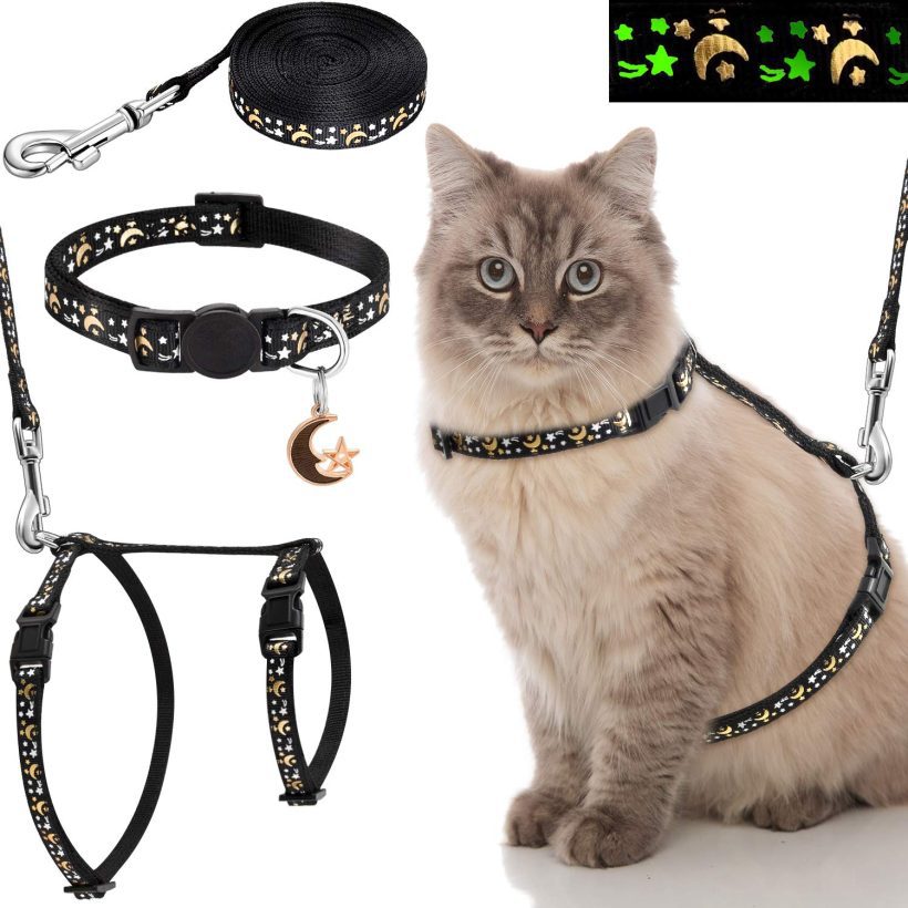 Frienda 3 Pieces Cat Harness with Leash and Collar Set