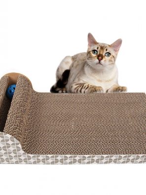 Cat Toy with Catnip Scratch Board Lounge with Bell-Ball