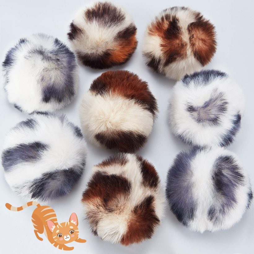 Skylety 8 Pieces Plush Soft Faux Fur Patch Puff Pom Balls