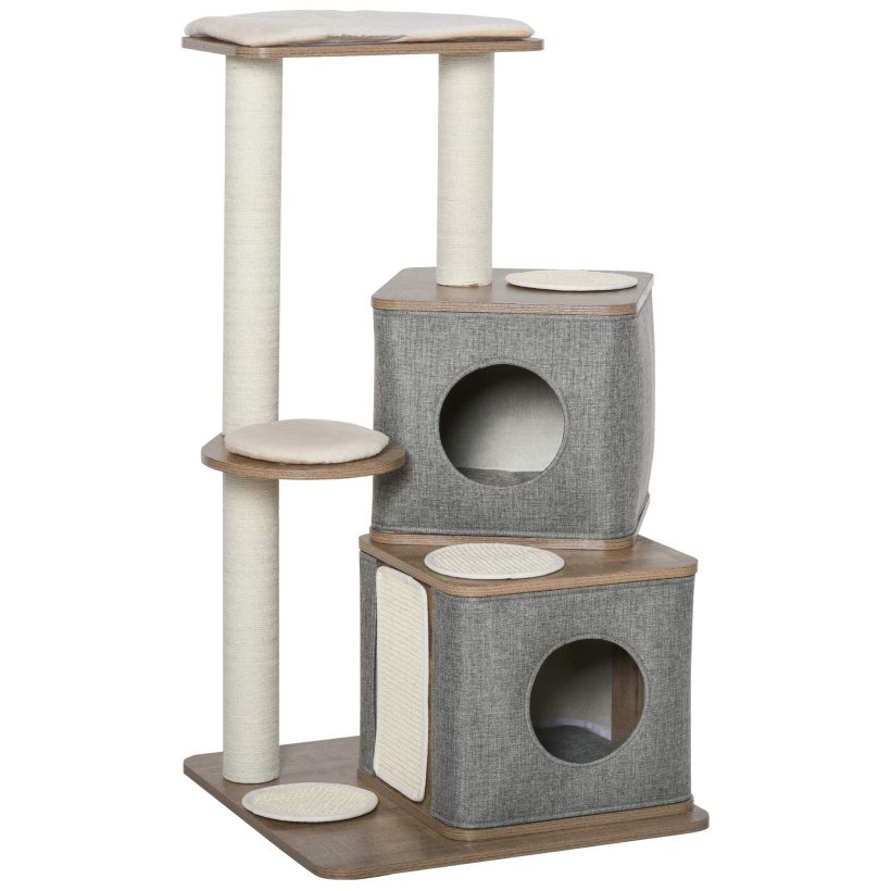 PawHut 44" Cat Tree Tower Kitten Activity Center Climbing Frame