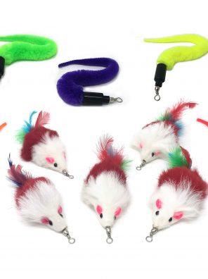 Squiggly Worm Furry Mouse Cat and Kitten Feather Toy
