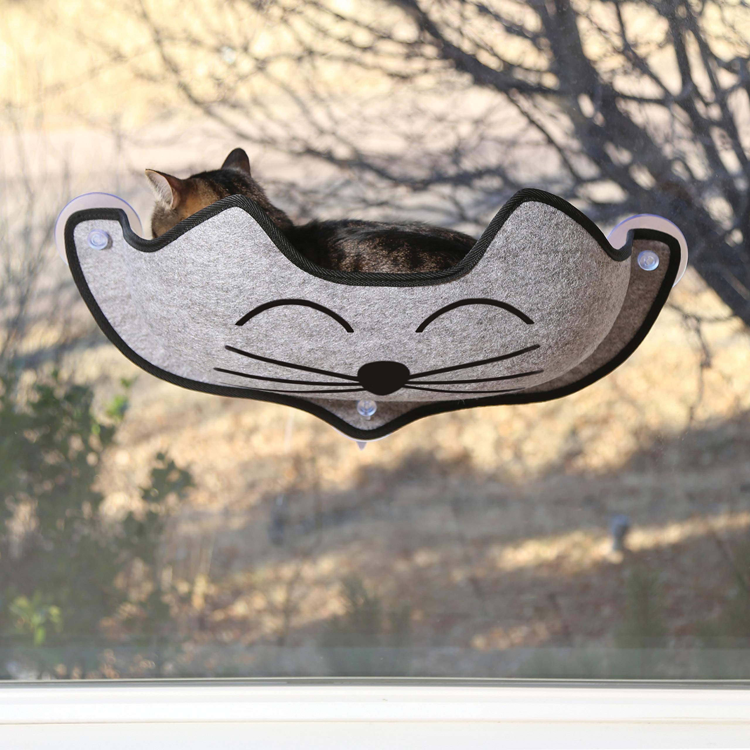Mount Window Bed Kitty Sill Gray with Kitty Face