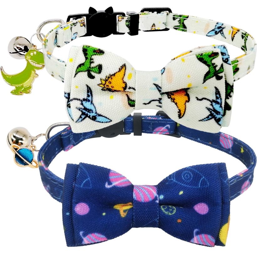 Cat Collar Breakaway with Cute Bow Tie and Bell Charms