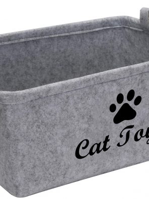 Cat Toy Storage Basket Chest Organizer