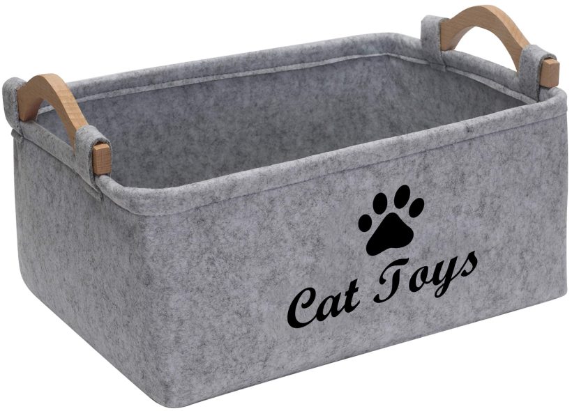 Cat Toy Storage Basket Chest Organizer