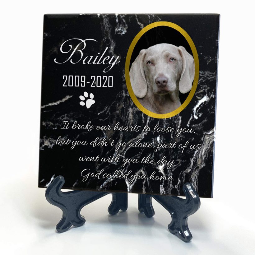 Cat Personalized Memorial Black Marble Stone Plaque