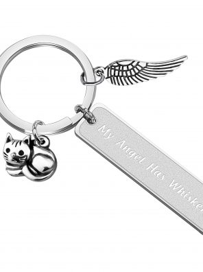 Cats Pet Memorial Keychain My Angel Has Whiskers