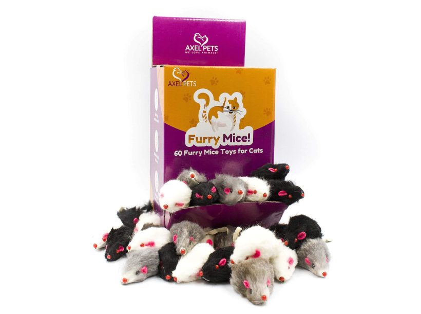 Furry Mice with Catnip and Rattle Sound Made of Real Rabbit Fur