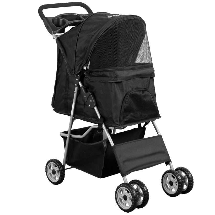 VIVO Black 4 Wheel Pet Stroller for Cat, Dog and More