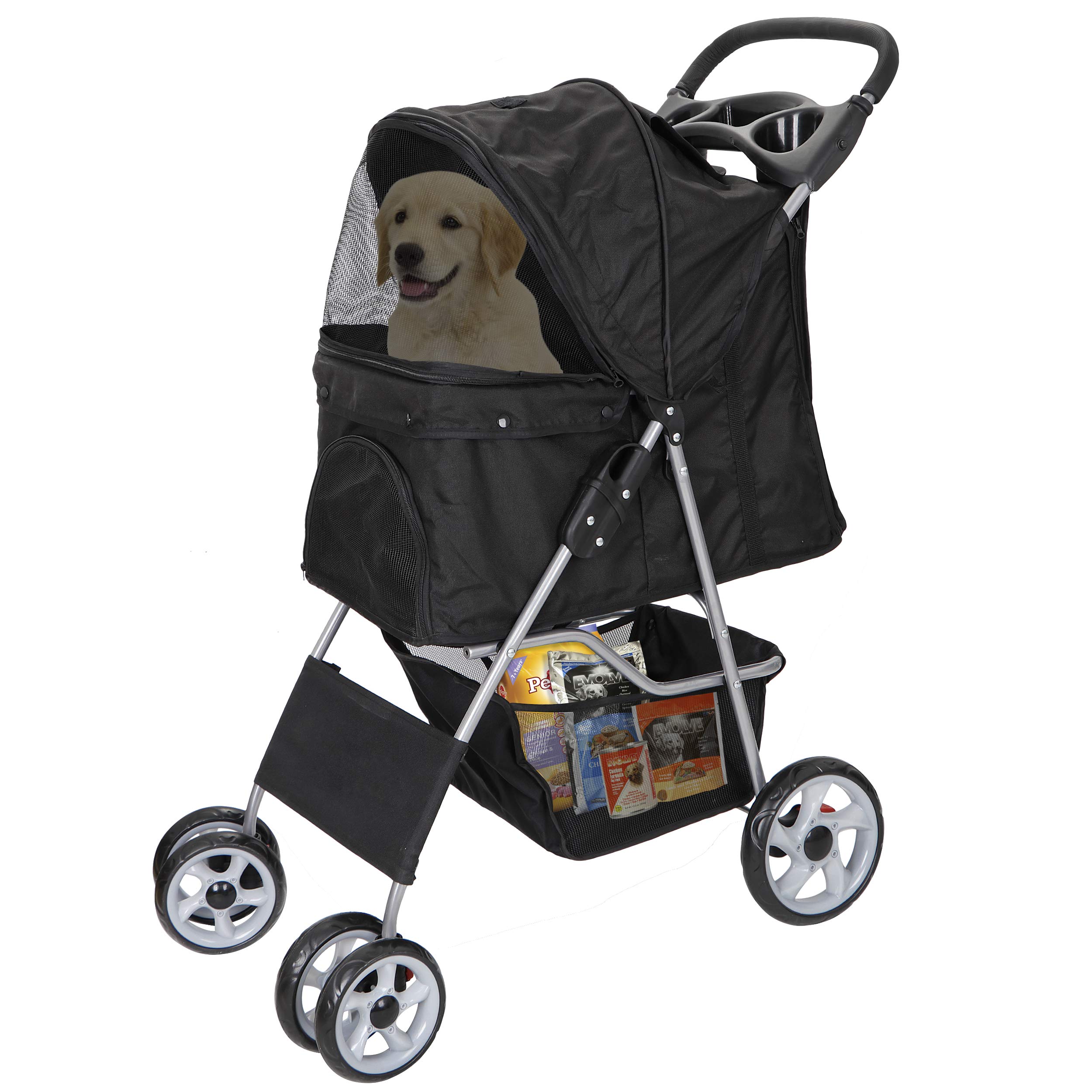 Foldable Stroller for Cats and Dog Four Wheels